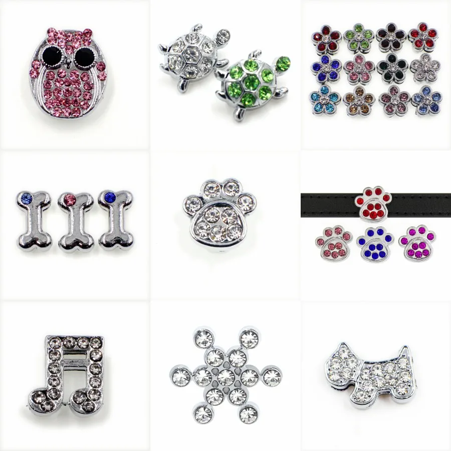 Дополнительные опции Сова лапа черепаха собака 100 шт. слайд шармы 8 мм Стразы Can