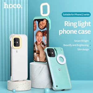 hoco led ring light phone case for iphone 12 pro max 11 pro selfie flash light case for iphone xs max xr fill funda capa shell free global shipping