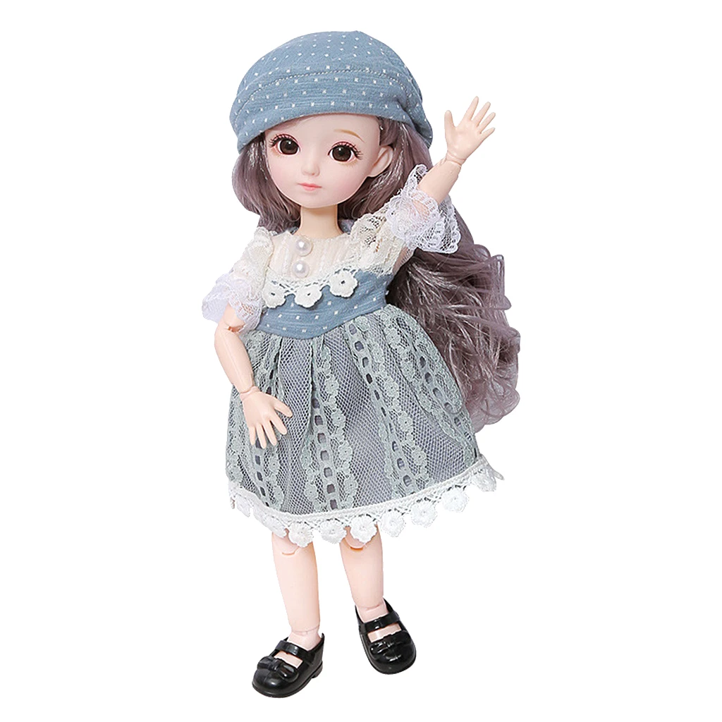 

1: 6 23 Flexible Jointed Girl Doll Long Hair Nice Sweet Dressup Toy Gift
