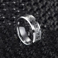 ganxin 8mm plated black carbon fiber titanium steel rings steampunk stainless steel gear rings for mens jewelry hip hop anillo
