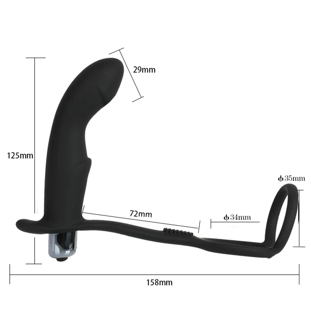 Мужской анальный массажер простаты 10 скоростей фаллоимитатор вибратор с кольцом