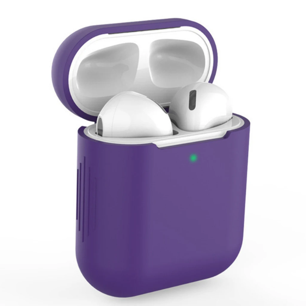 Deep purple Для AirPods ТПУ силиконовый Bluetooth беспроводной чехол для наушников Защитный чехол Аксессуары для Apple Airpods зарядная коробка - Цвет: Deep purple