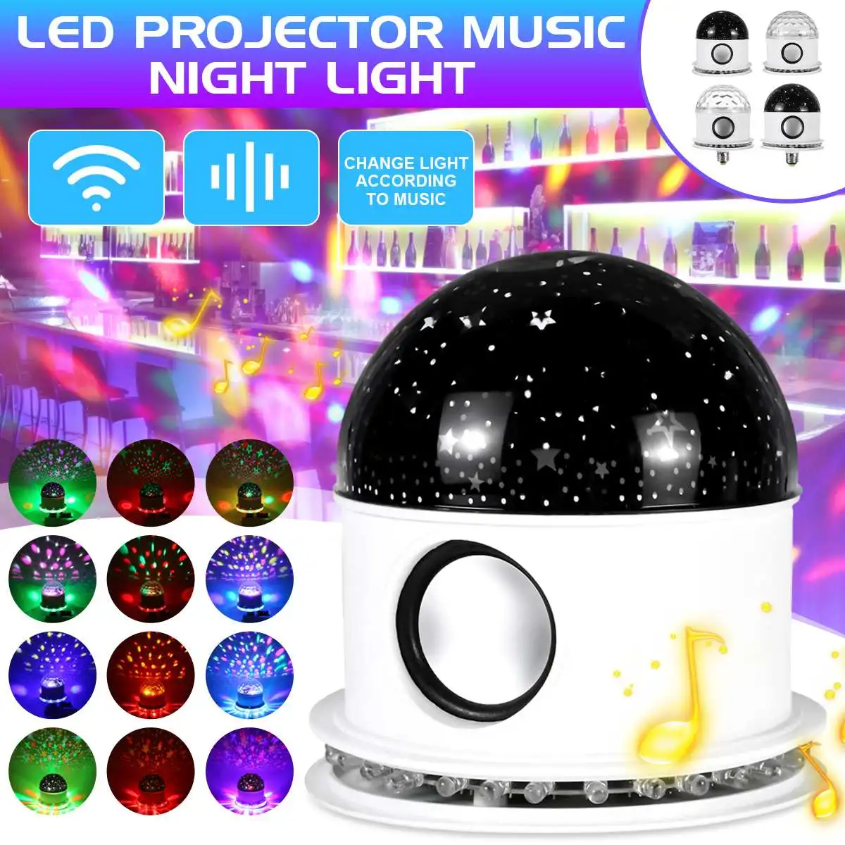 

RGB Light Starry Sky Projector Bluetooth&Voice Control LED Projector ForHome Decor Wave light rotating lamp Star Music Projector