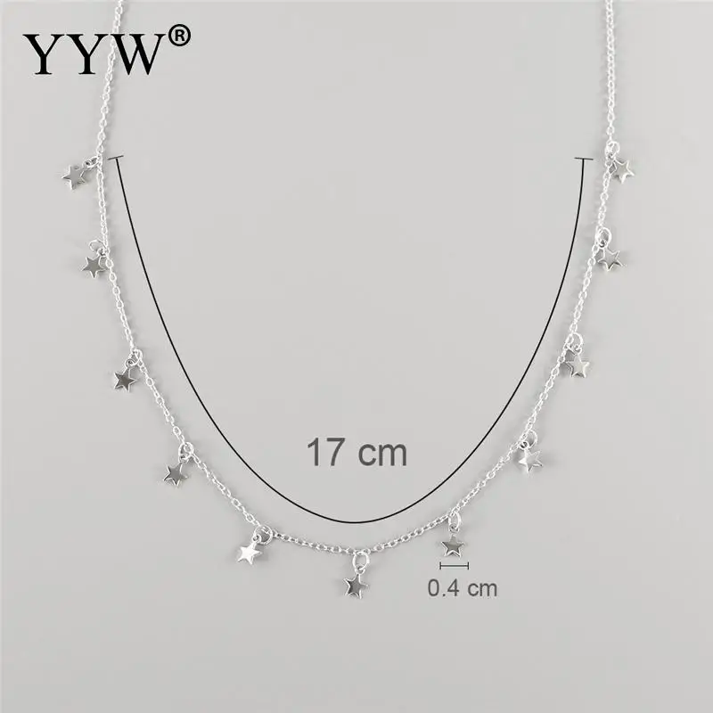 925 стерлингового серебра элегантные женские ожерелья подвески со звездами Collarbone