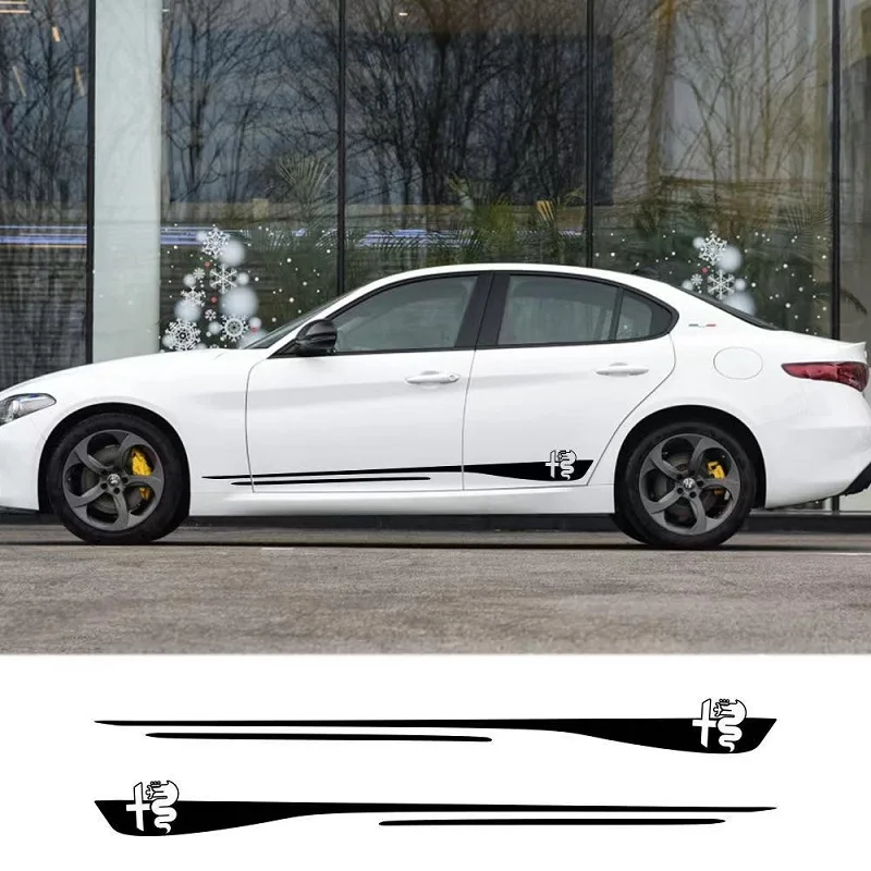 

2PCS Car Door Side Decal Vinyl Stickers For Alfa Romeo Giulia Giulietta 159 156 MITO Stelvio 147 Sportiva