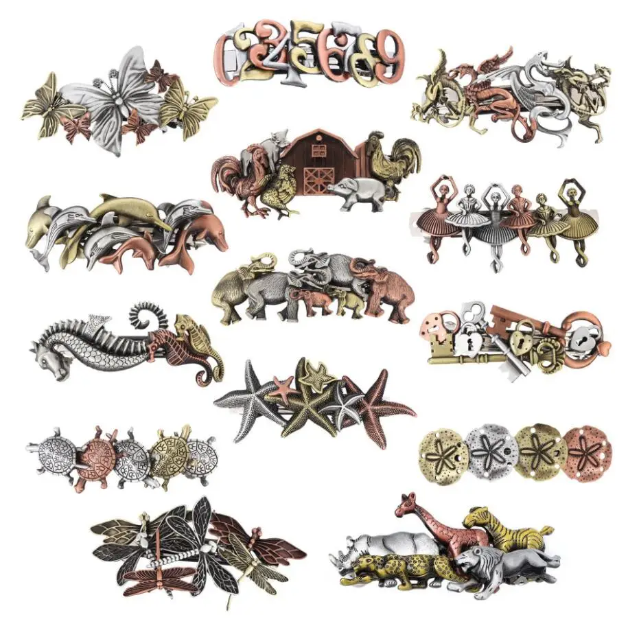 

Retro 3 Antique Metal Colors Combo Butterfly/Dragonfly/Animals/ Digit/ Stars Vintage Steampunk Women`s Hairclip