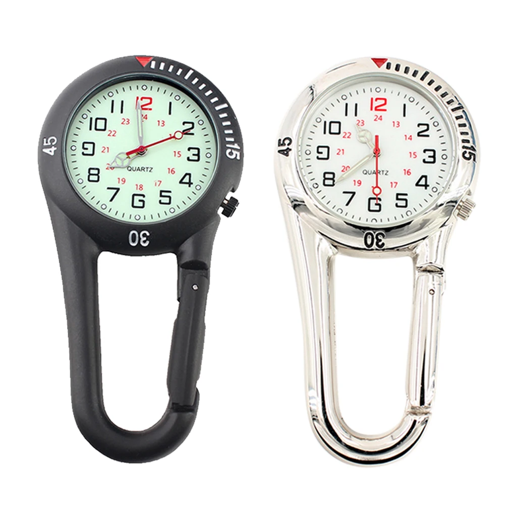 

Clip-On Carabiner Pocket Watch Nurse Watch Multi-function Compass Bottle Opener For Outdoor Camping Hiking Luminous Sports Clock