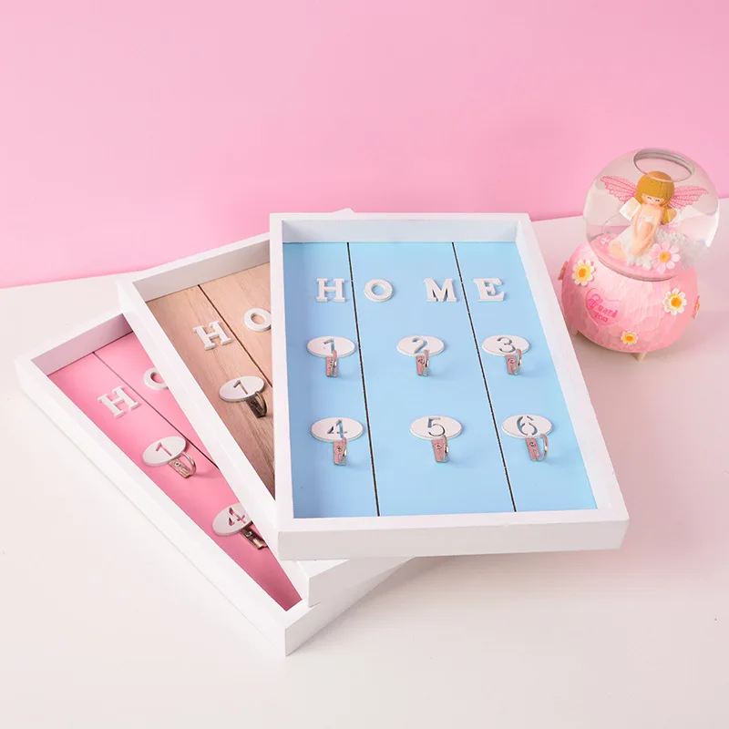 

2019 new wooden key storage rack Nordic home living room door wall decoration porch creative key holder 20.5*30cm