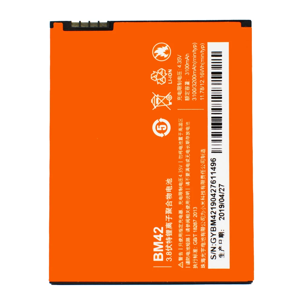 Xiao mi оригинальная сменная батарея BM42 для Xiaomi Redmi Note 4G Prime Hong mi Note 3100mAh перезаряжаемая телефонная батарея Akku