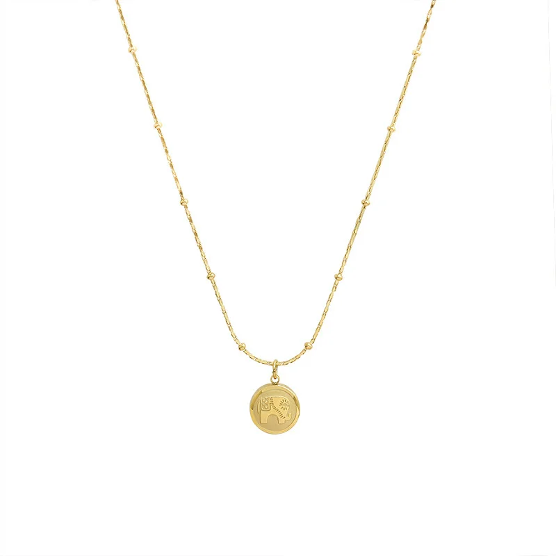 

Elephant Animal Pendant Necklace Stainless Steel Neck Chain Plated Gold Gift For Women Bohemian Fashion On The Jewelry 2021