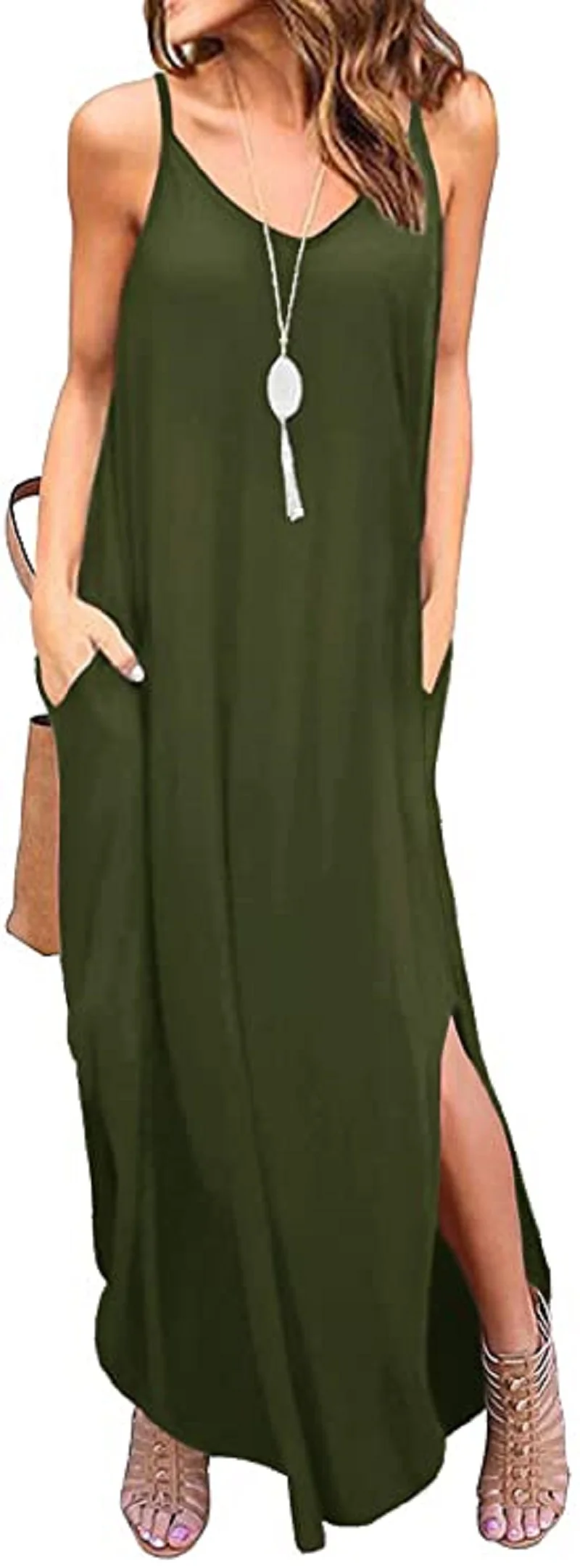 

Women's Summer Casual Loose Dress Beach Cover Up Long Cami Maxi Dresses