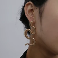 personality twisted geometric hip hop earrings female exaggerated snake fashion relief earrings pendant curved geometric