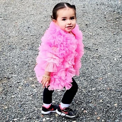 

Cute Baby Girl Pink Tulle Jacket Kids Party Sweet Tops Long Sleeves Spring Baby Colthing For Party Winter