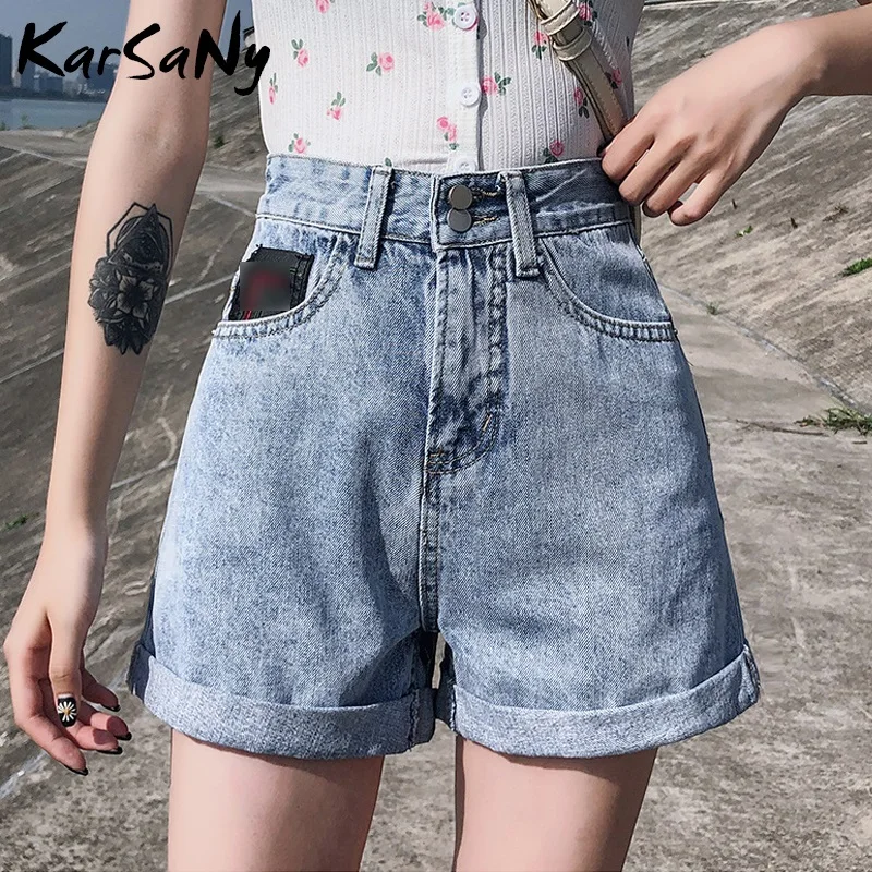 

KarSaNy Women's Shorts Denim Women High Waisted Short Jeans Pants For Women Summer Loose Wid Leg Jeans Shorts High Waist Pink