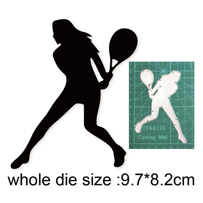 

Metal Cutting Dies Cut Die Mold Woman Playing Tennis Decoration Scrapbook dies Paper Craft Knife Mould Blade Punch Stencils Dies