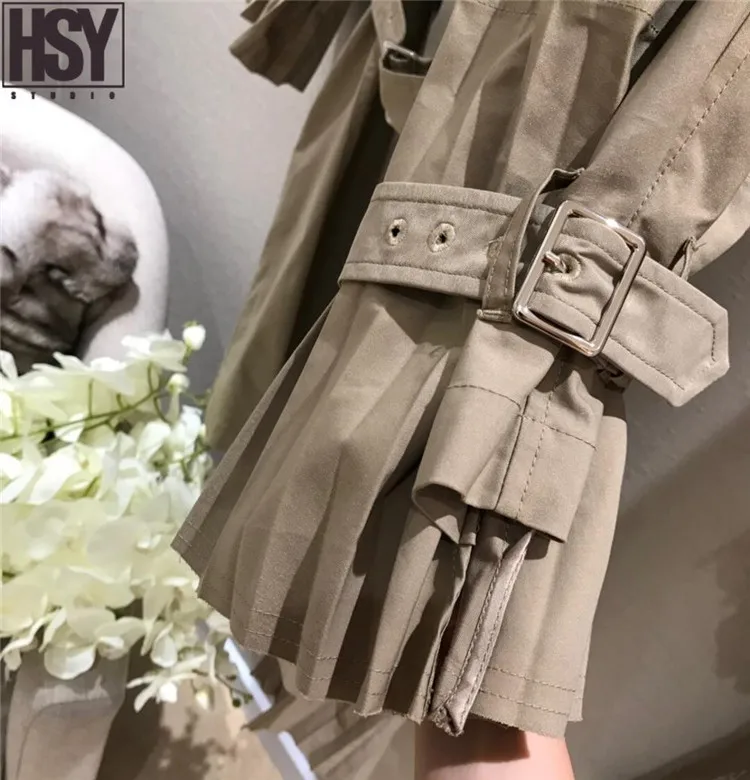 【HSY】2019 осенний британский стиль для женщин ветровка Классический хаки