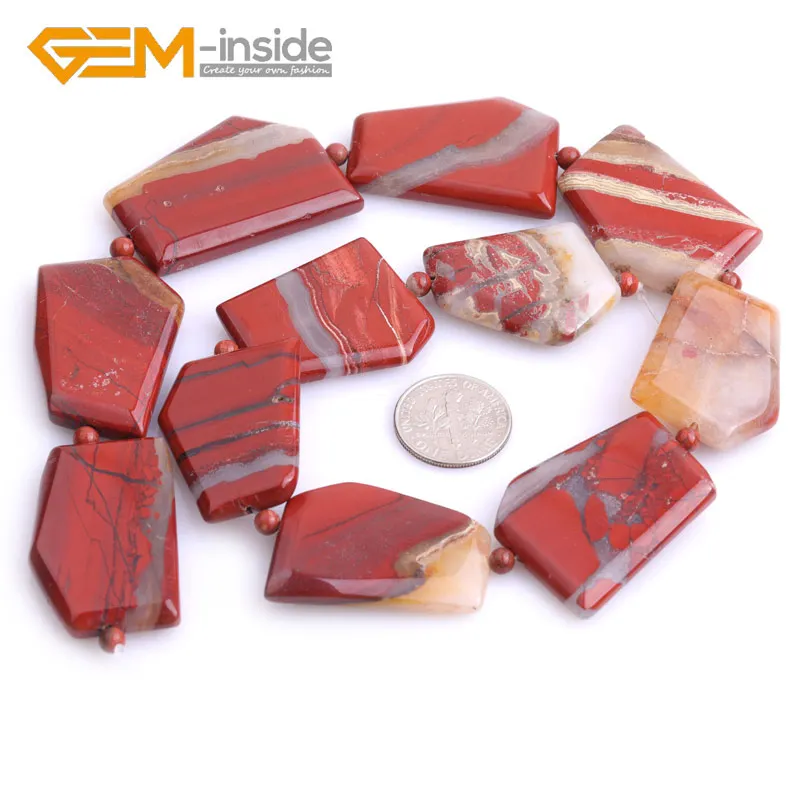 Gem-inside 25x30 мм,, красные бусины Jaspe r, бусины из натурального камня, свободные бусины для изготовления ювелирных изделий, нить 15 дюймов, Сделай сам