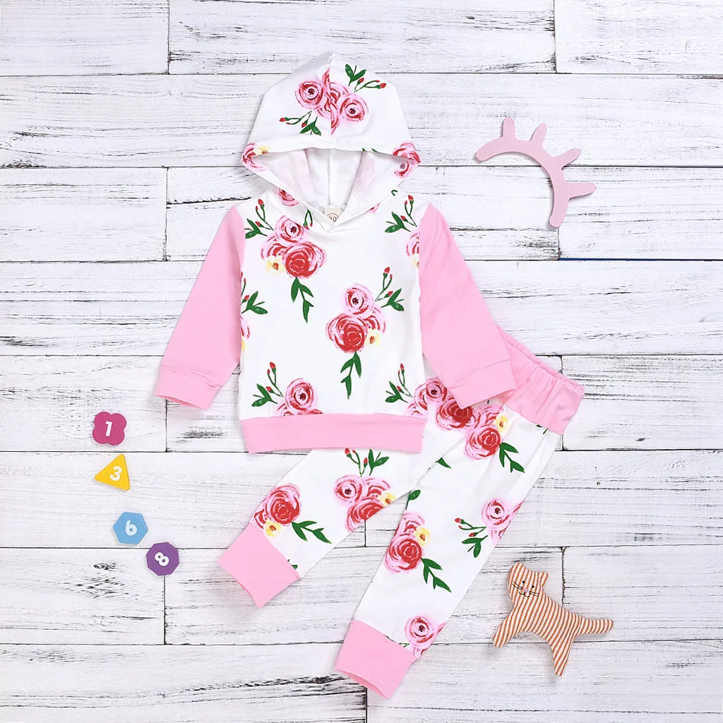 Одежда для малышей Толстовка с капюшоном и длинными рукавами цветочным рисунком