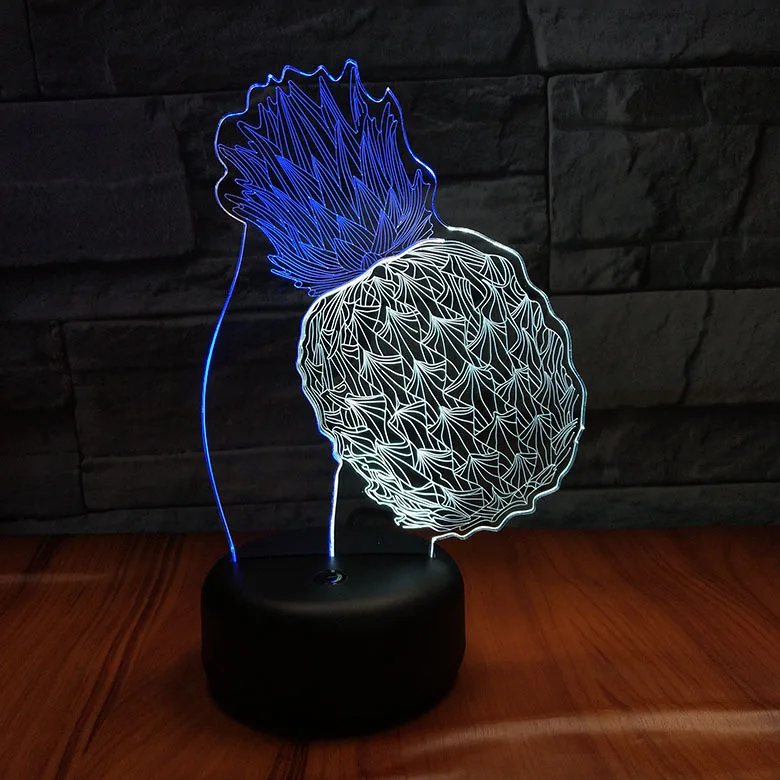 Colorful 3d led Night Lights Touch Switch usb Table Lamp Pineapple Home Bedroom Bar Office Decoration Lighting Kids Sleep | Лампы и