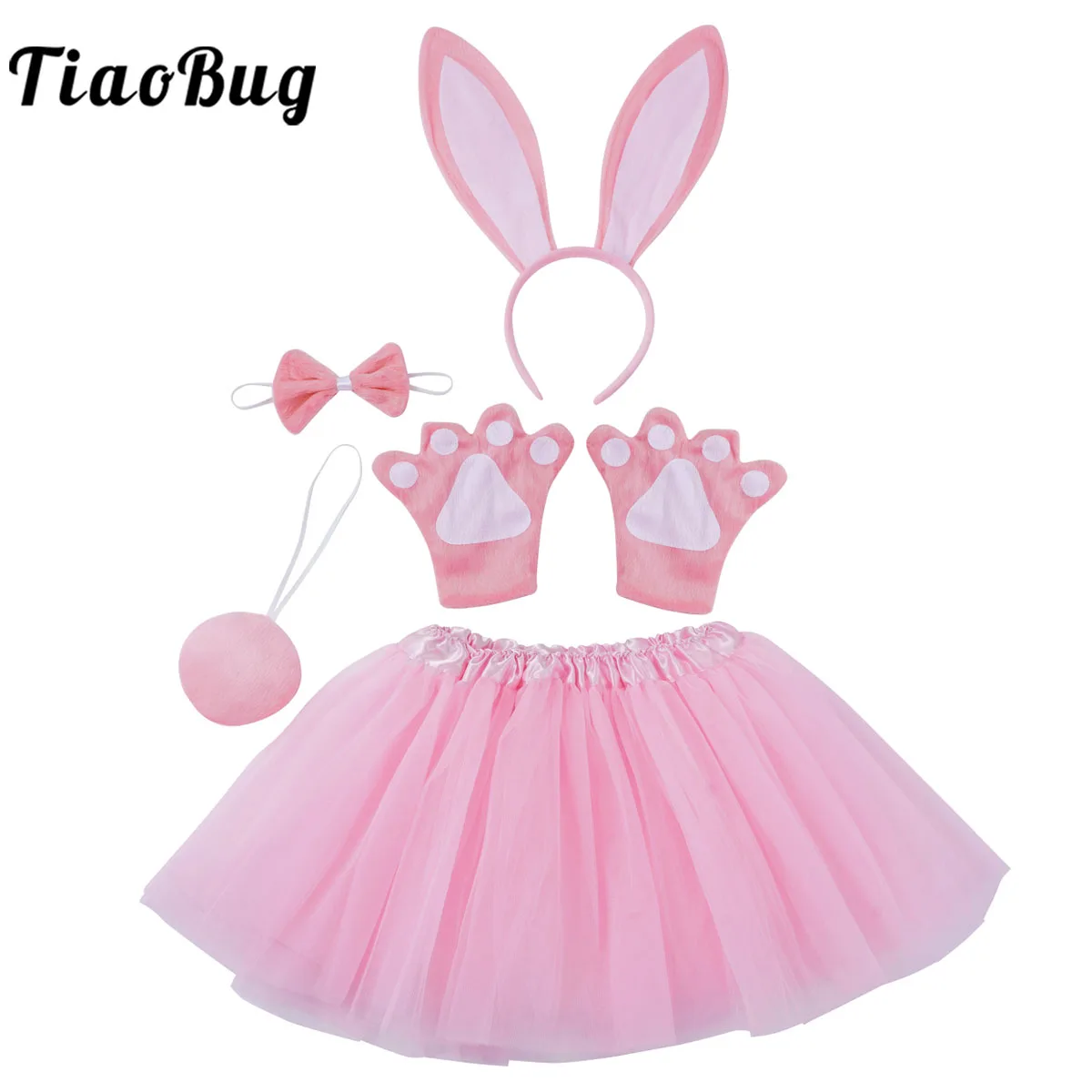 

5Pcs/Set Kids Easter Bunny Costume Tutu Set Halloween Cosplay Dress Up Accessories Set