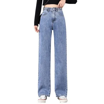 

Straight Jeans Women Plus Size High Waisted Denim Pants Wide Leg Vintage Streetwear Full Length Trousers Spring Summer