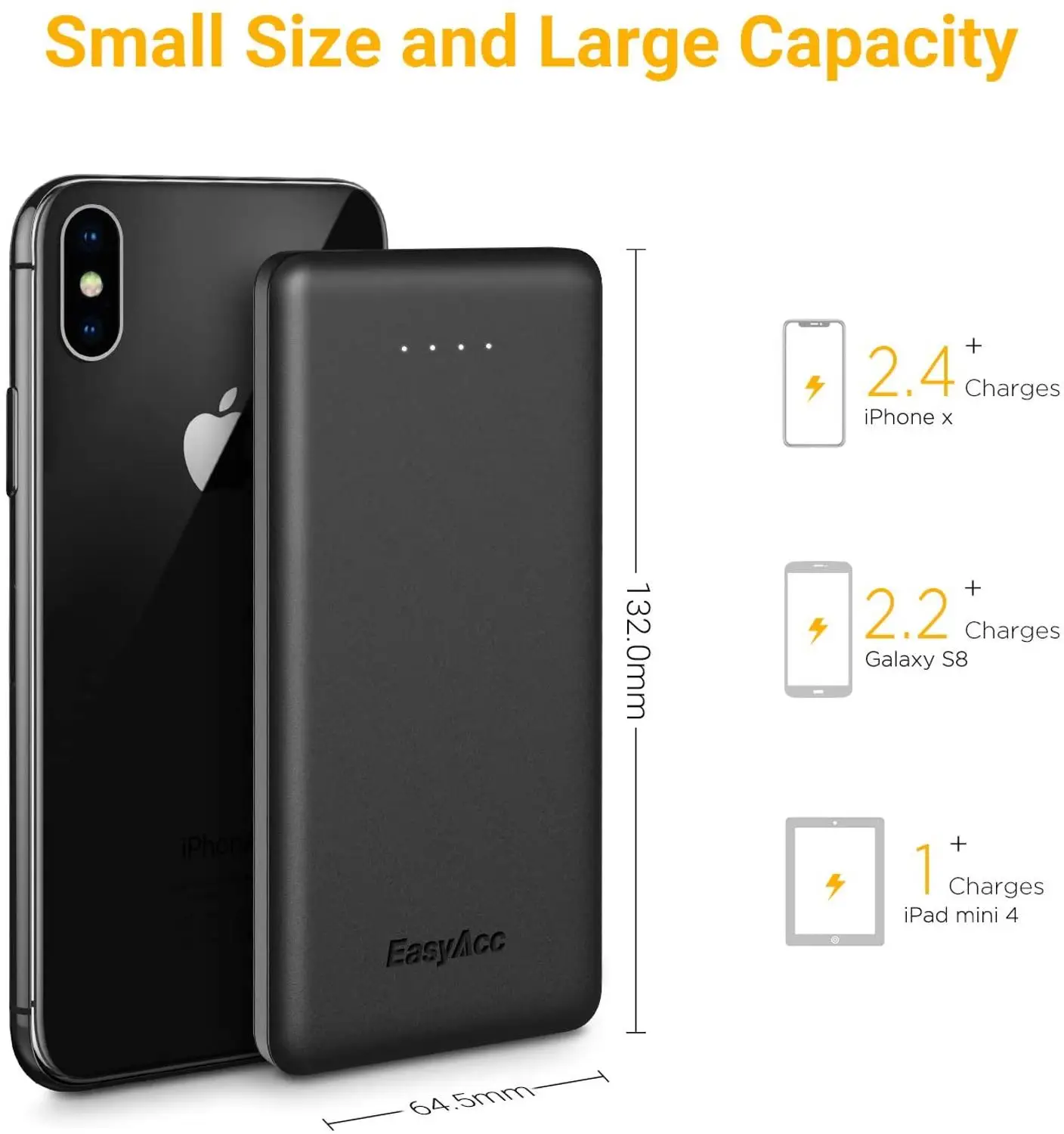 Портативное Внешнее зарядное устройство EasyAcc 10000 мАч быстрая зарядка QC3.0 для Xiaomi