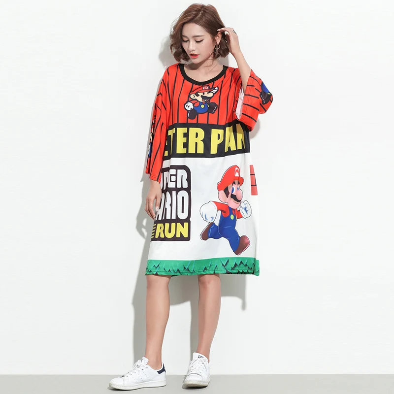2019 летние женские футболки с принтом Супер Марио большие размеры дизайнерская