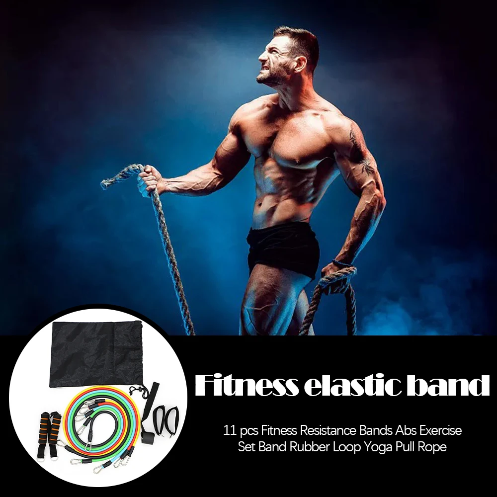 

11Pcs/Set Latex Resistance Training Exercise Yoga Tubes Pull Rope Rubber Expander Elastic Bands Fitness Equipment