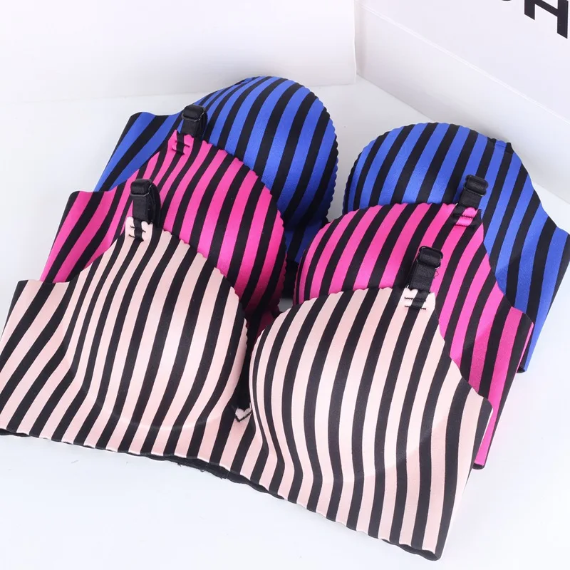 Женский бесшовный бюстгальтер Sanderala в полоску без косточек с эффектом пуш ап