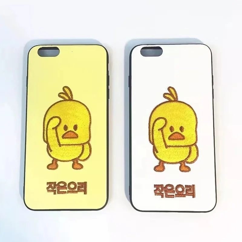 New embroidered small yellow duck mobile phone case for iPhone X XS XR XSMax 8 7 6 6S PluS cute cartoon protection back cover |