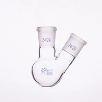 two necked flask oblique shapewith two necks standard grinding mouthcapacity 50mlmiddle joint 2429 and lateral joint 2429