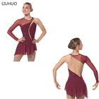 Платье для фигурного катания LIUHUO, женское платье для катания на коньках, для девочек, для выступления в художественной гимнастике, для соревнований по художественной гимнастике, бордового и первичного стиля
