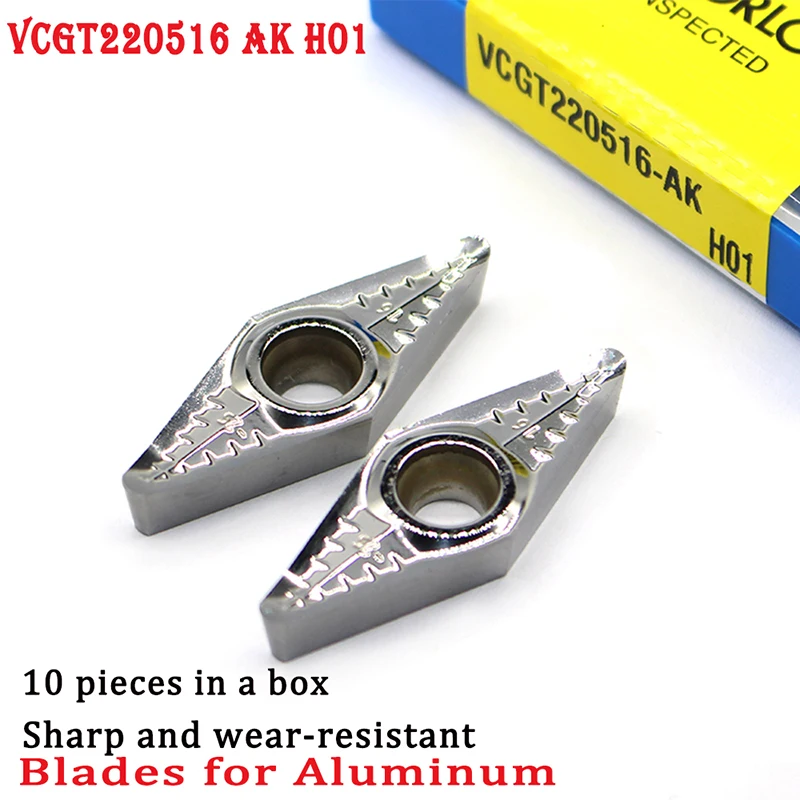 VCGT220516 AK H01 Aluminum Cutter Blade VCGT 220516 Insert Cutting Tool Internal Turning Tool CNC Tools AL +TIN Alloy Wood