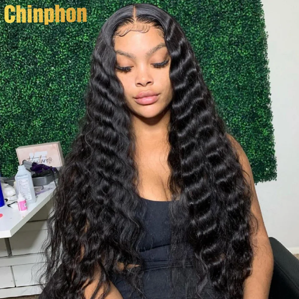 

Chinphon Hair Peruvian Lace Wig Long 32 Inch Loose Deep Wave Wig Curly Remy 13x4 Lace Front Human Hair Wigs For Women PrePlucked