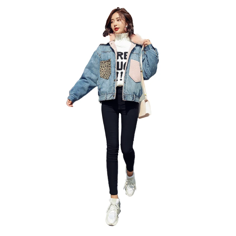 

2020 Winter New Fashion Female Trend Denim Jacket Comfortable Simple Solid Color Denim Long Sleeve Short Section Jacket XL01