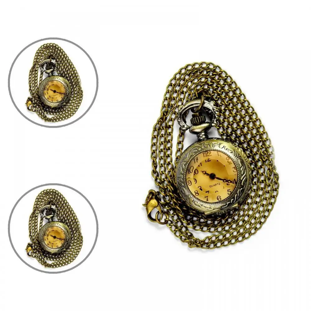 

Винтажные кварцевые карманные часы с гравировкой арабского номера и цепочкой, подарок на день рождения