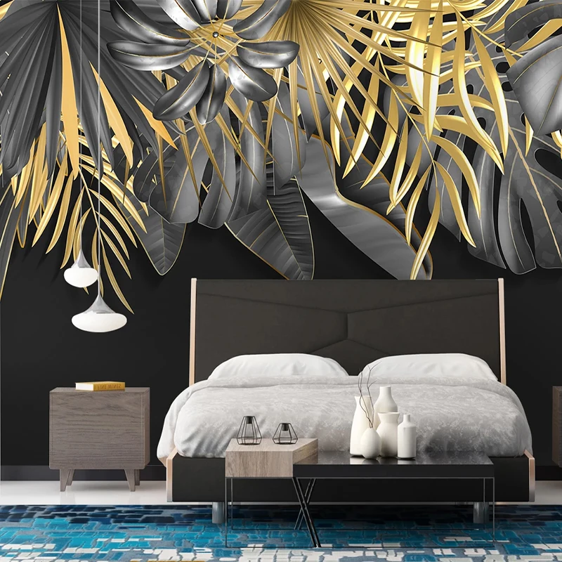 Настенные обои на заказ 3D Роспись тропическим растением в скандинавском стиле