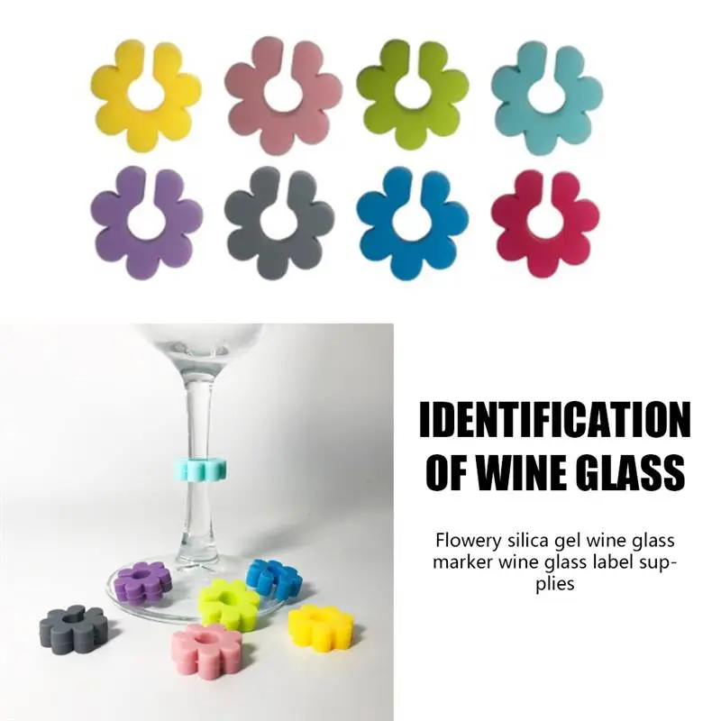 

8 шт., силиконовые подвески-маркеры для бокалов