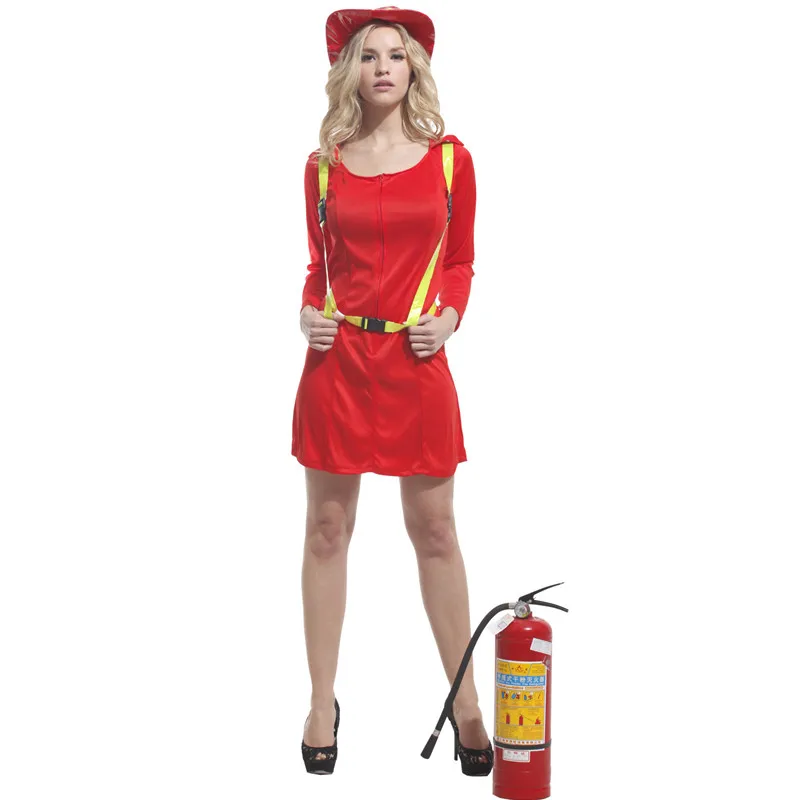 

Adult Female firefighter Cosplay Women Halloween Firemen uniform Costumes Purim Carnival Festival parade Masquerade Party dress