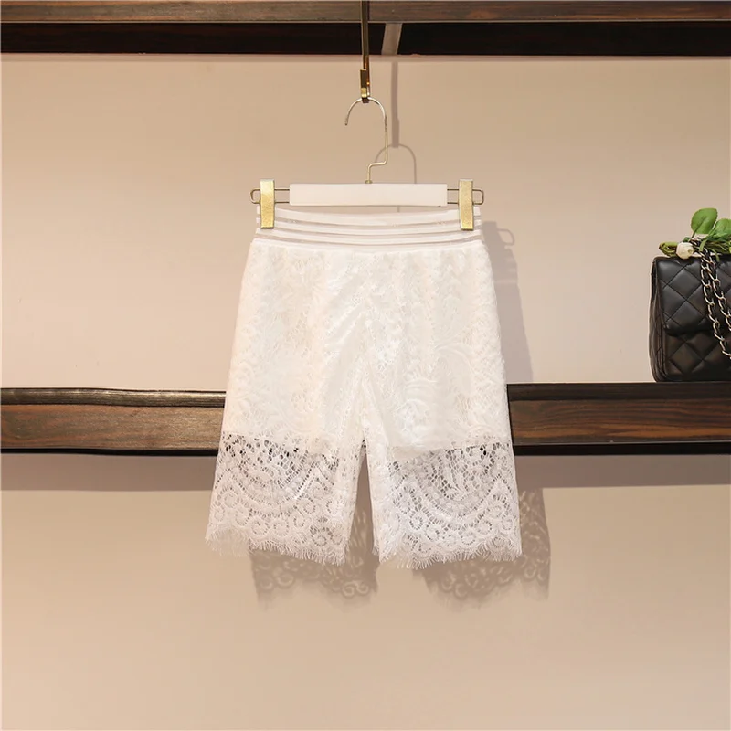 Женские кружевные трусики-шорты обтягивающие черные белые летние удобные