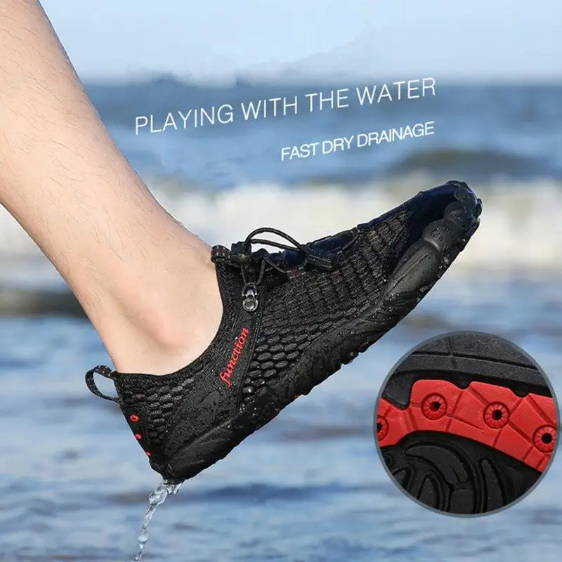 

Men Water Shoes Upstream Sneakers Outdoor Hiking Fishing Aqua Beach Shoes Seaside Barefoot Sports Gym Shoes Breathable Plus Size