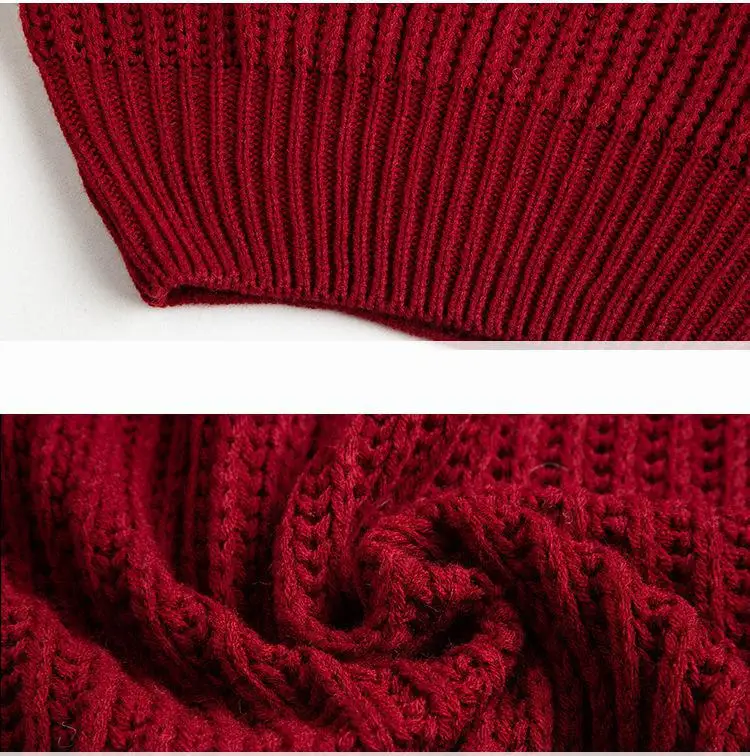 Осенне-зимний модный вязаный свитер с воротником повседневный 5 однотонных