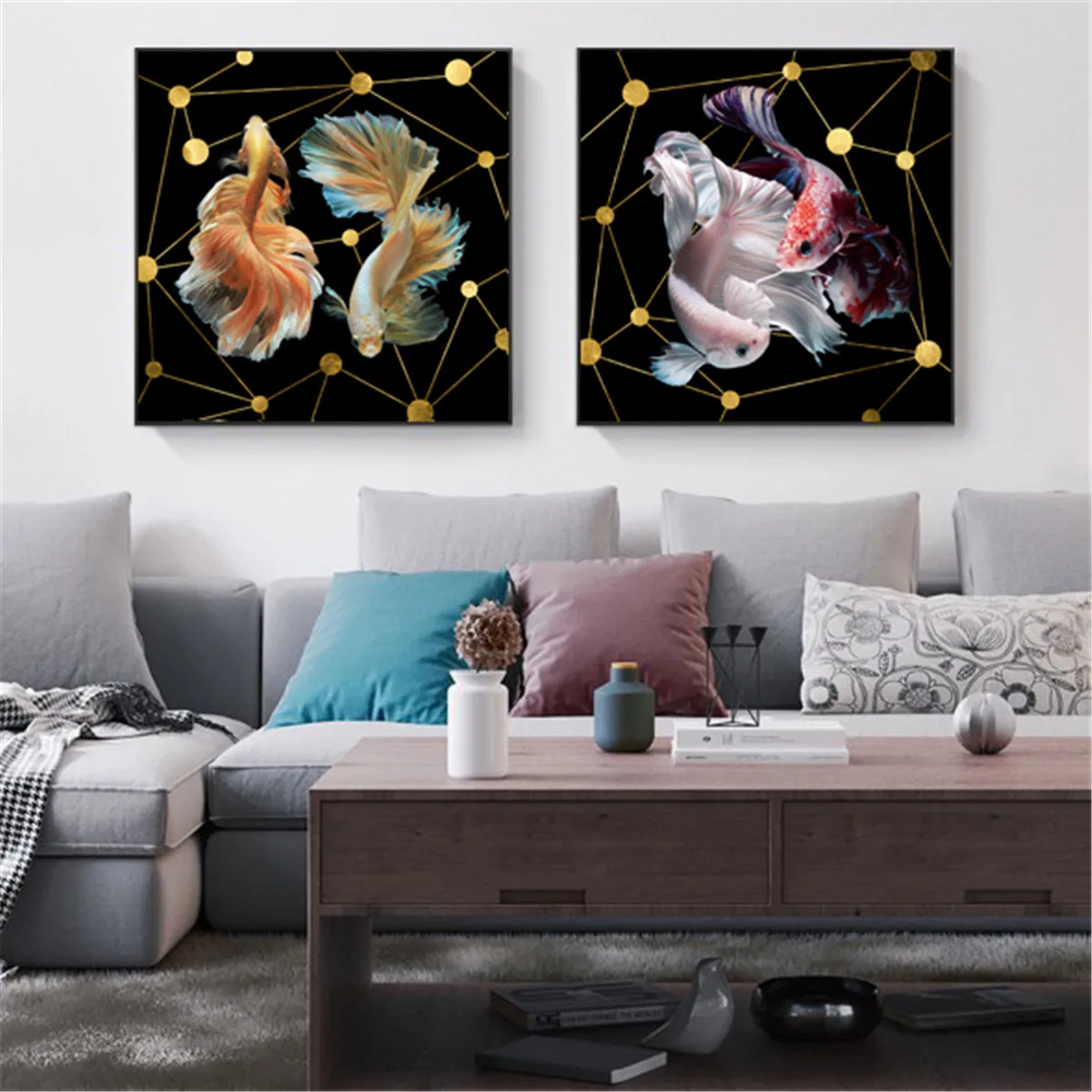 Картина для влюбленных рыба золотая рыбка кои плакат холст печать живопись