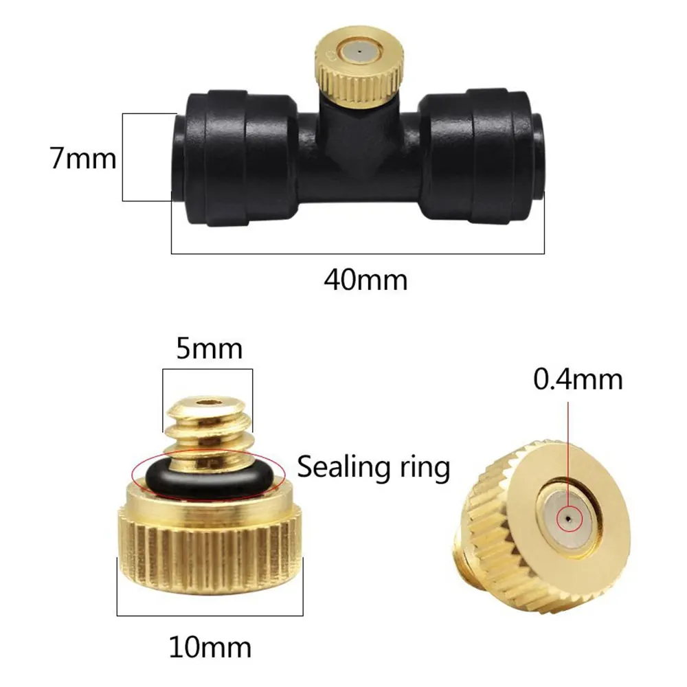 

Garden Home Patio Misting Cooling System 1/4'' Water Automatic Mist Nozzle 1/4'' 10 Brass Misting Nozzles Quick Sockets
