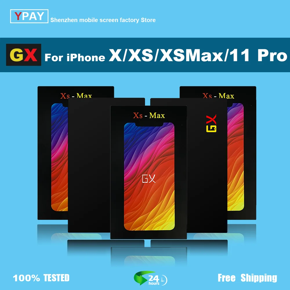 

GX OLED For iPhone X XS XsMax 11Pro LCD Display Touch Screen Digitizer Assembly Tested No Dead Pixel Replacement LCDs True tone