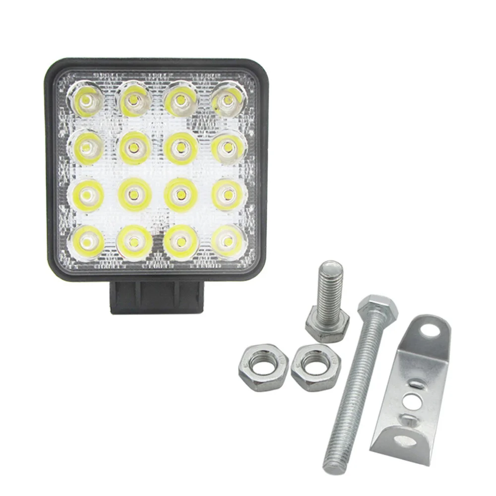

4Pcs 48W 16 LED Square Spot Flood LED Light Bar LED Off Road Work Lights Driving Fog Lights IP67 Waterproof for Off-road Vehicle