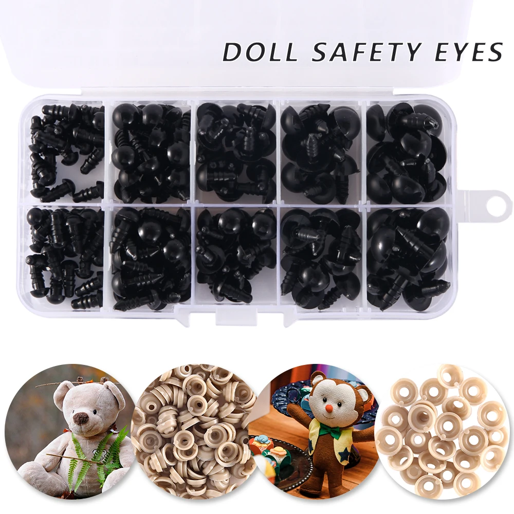 

150PCS Plastic Eyes Black Nose Doll Safety Nose Suitable for Teddy Bear Plush Toys Doll amigurumi Safety Nose Eyes
