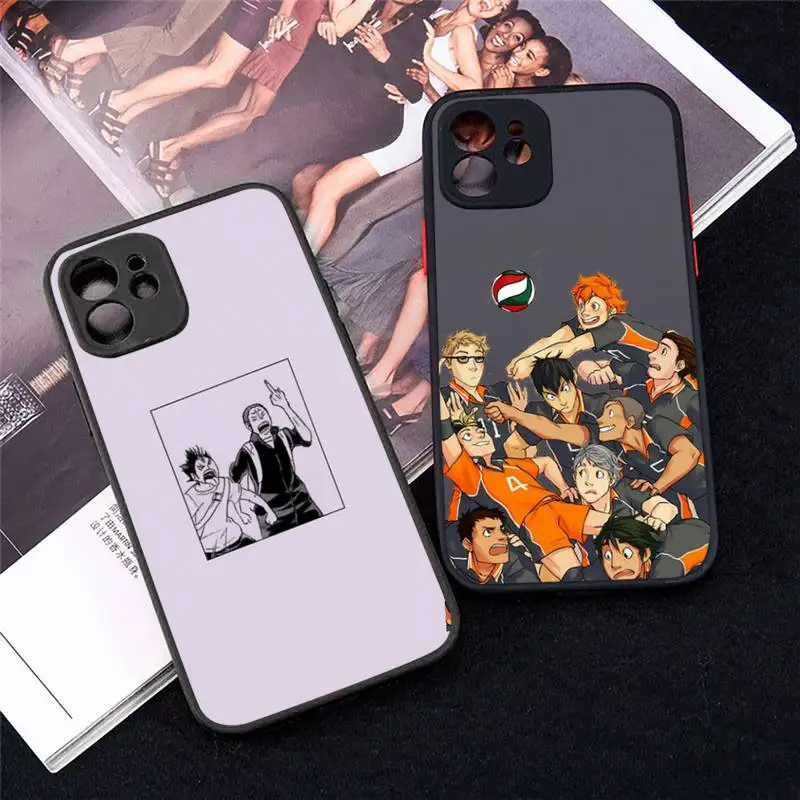 

Haikyuu Phone Case Matte Transparent for iPhone 7 8 11 12 s mini pro X XS XR MAX Plus Clear mobile bag Anime Cartoon Funda Coque