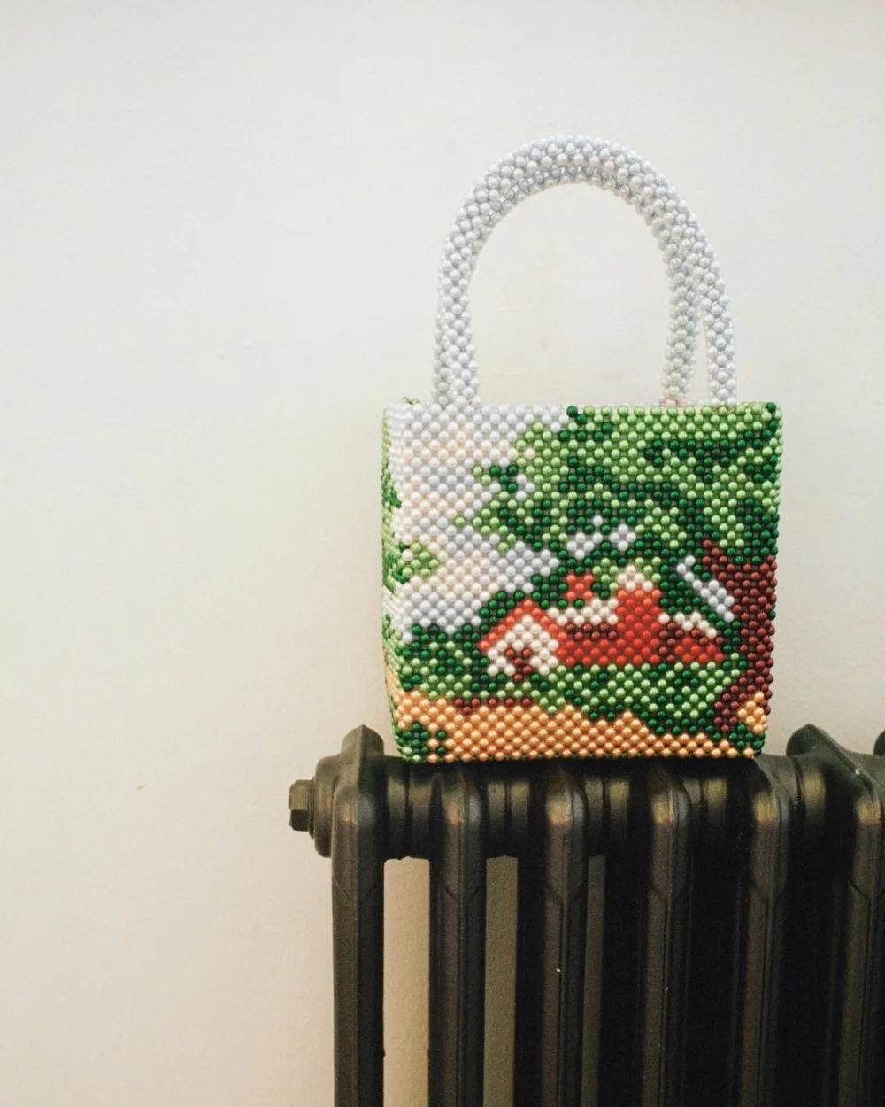 

Crystal Acrylic Hand-woven Pearl Beading Bag Handmade Women Tote Handbag Colorful Beading Pochette Daily Party Purse Girls Bag