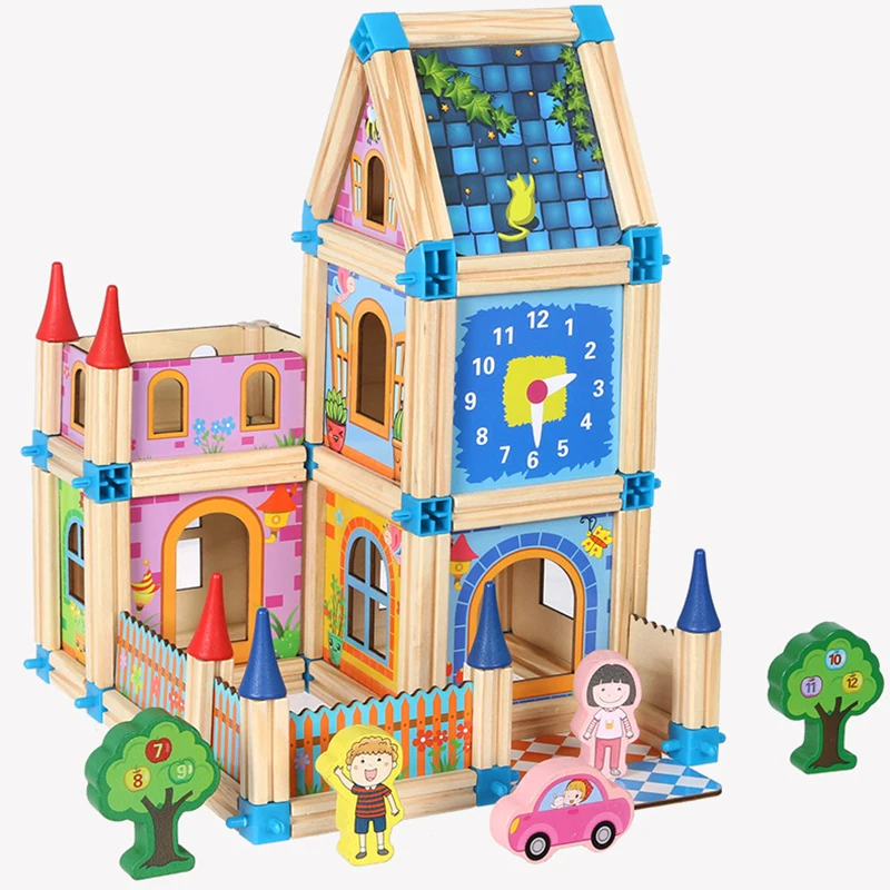 

DIY Miniature House With Doll Wooden House 128pcs /268pcs Toys Doll House for Children Gifts Holiday Times
